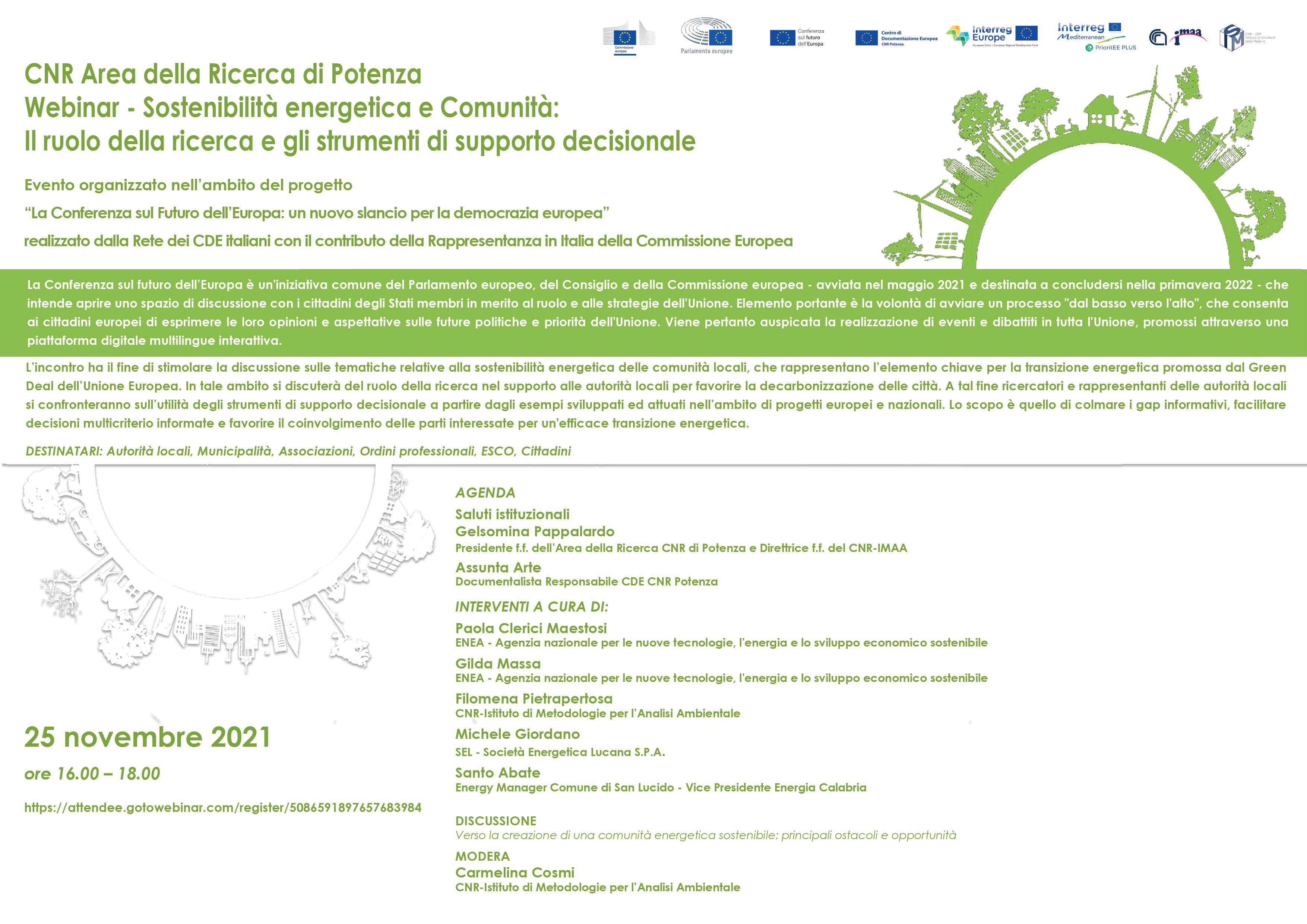 Locandina Webinar CDE sostenibilit energetica 2021